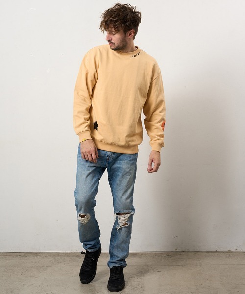 STUD MUFFIN（スタッドマフィン）の「msw1807-オーセンティックパイル ウェービーロゴ スマイルスエットシャツ(614-02856)（スウェット・メンズ・イエロー/ホワイト/ブラック/チャコールグレー・2/3/4）」の17枚目の写真