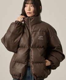 ダウンジャケット/コート（ブラウン/茶色系・合成皮革/人工皮革