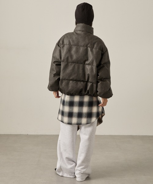 Snap club】ヴィンテージ加工ビッグスタンドダブルジップ中綿