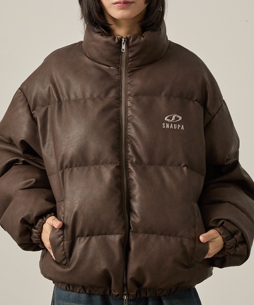 Snap club】ヴィンテージ加工ビッグスタンドダブルジップ中綿