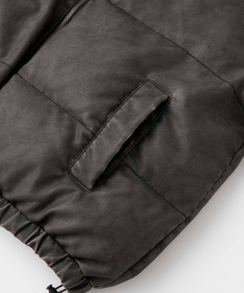 Snap club】ヴィンテージ加工ビッグスタンドダブルジップ中綿