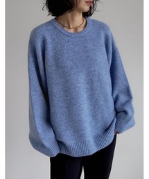 モヘアタッチニットクルーネックトップス