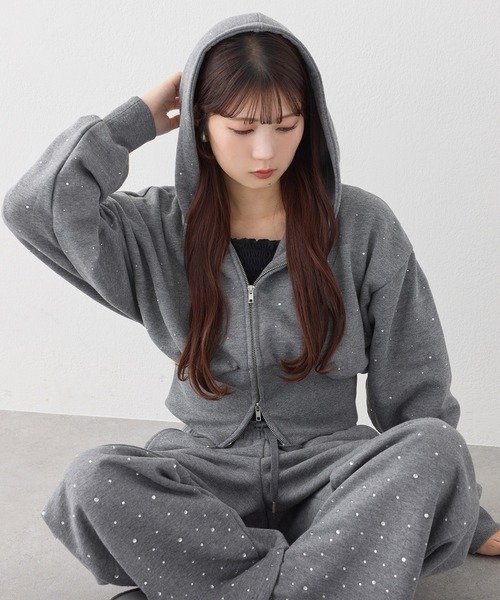 倖田來未★セットアップ＆ショートパーカー＆Ma-1他２点★Sサイズ セール】【セットで着れる】ビジュー付きショートパーカー（パーカー