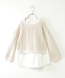 ikka | フクレジャカード襟フリルシャツレイヤープルオーバー（120~160cm）(シャツ/ブラウス)