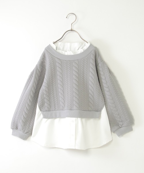 ikka（イッカ）の「フクレジャカード襟フリルシャツレイヤープルオーバー（120~160cm）（シャツ/ブラウス・キッズ・ブルー/ベージュ・120/130/140/150/160）」の3枚目の写真