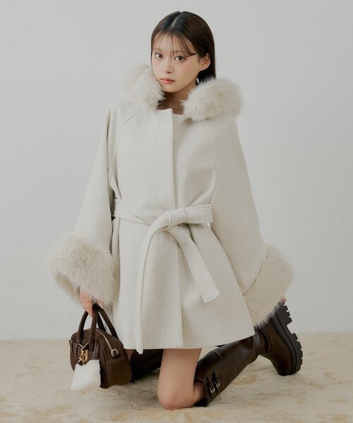 新色追加】ファー襟ケープコート（ポンチョ）｜Chico（チコ）の