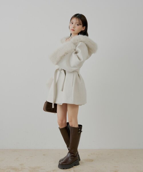 新色追加】ファー襟ケープコート（ポンチョ）｜Chico（チコ）の