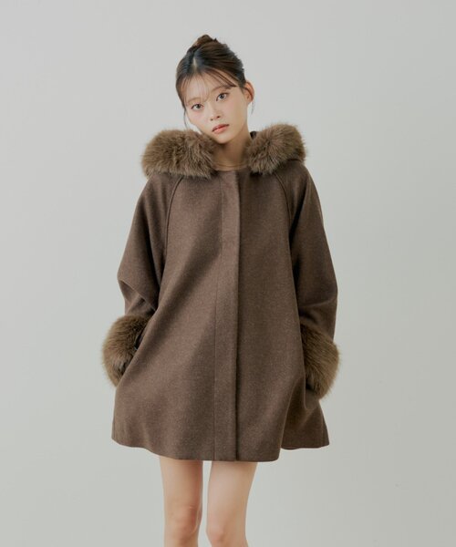 新色追加】ファー襟ケープコート（ポンチョ）｜Chico（チコ）の
