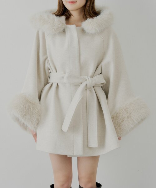 新色追加】ファー襟ケープコート（ポンチョ）｜Chico（チコ）の
