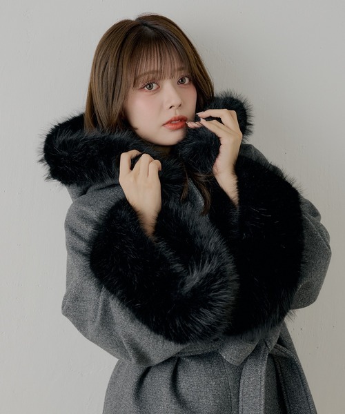 Chico ファー襟ケープコート セール】【4色展開】ファー襟ケープコート（ポンチョ）｜Chico（チコ