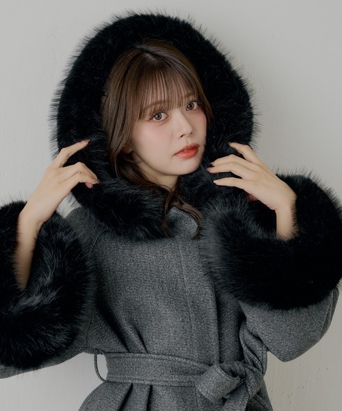 chico ファー襟ケープコート 4色展開】ファー襟ケープコート（ポンチョ）｜Chico（チコ）の