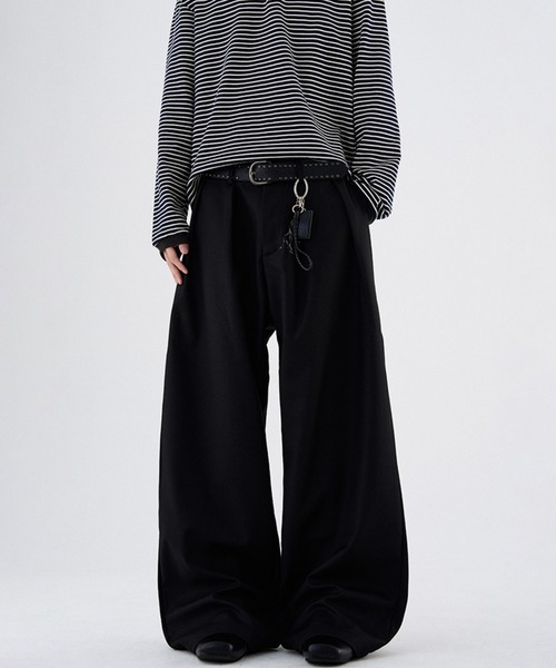 WESTBOY（ウエストボーイ）の「ルーズシルエット ワイドスラックス WO25W3PT01【WB ORIGINALS】【2025AW】（スラックス・メンズ・ベージュ/ブラック・XL/M/L）」の4枚目の写真