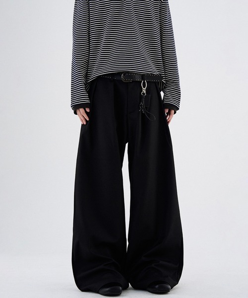 WESTBOY（ウエストボーイ）の「ルーズシルエット ワイドスラックス WO25W3PT01【WB ORIGINALS】【2025AW】（スラックス・メンズ・ベージュ/ブラック・XL/M/L）」の5枚目の写真