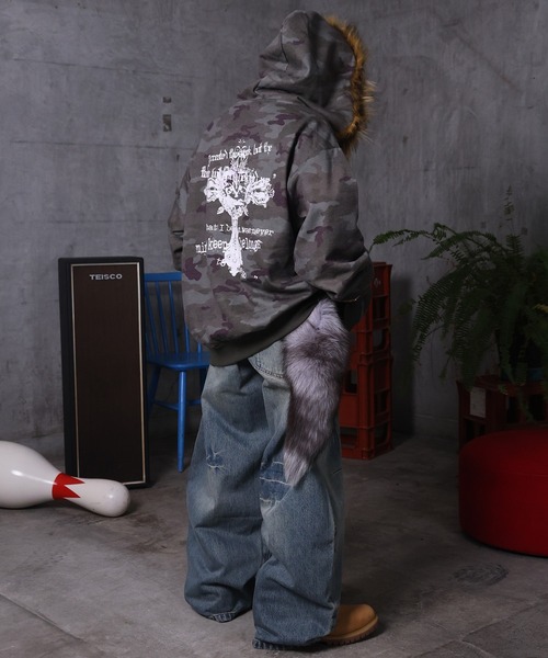 ILL'S(イルズ)の「AW グランジ加工 バレルレッグ デニムパンツ メンズ レディース ユニセックス 【ILL'S】(デニムパンツ・メンズ・ブルー・L/M)」の15枚目の写真