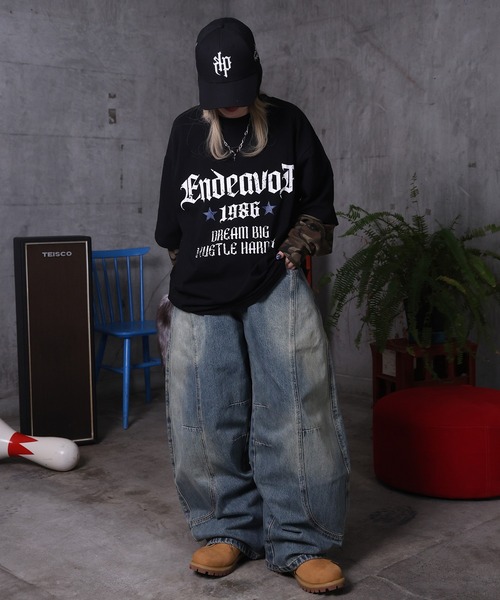 ILL'S(イルズ)の「AW グランジ加工 バレルレッグ デニムパンツ メンズ レディース ユニセックス 【ILL'S】(デニムパンツ・メンズ・ブルー・L/M)」の16枚目の写真