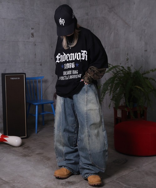 ILL'S(イルズ)の「AW グランジ加工 バレルレッグ デニムパンツ メンズ レディース ユニセックス 【ILL'S】(デニムパンツ・メンズ・ブルー・L/M)」の17枚目の写真