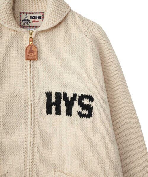 HYSTERIC GLAMOUR（ヒステリックグラマー）の「VIXEN GIRL編込 カウチン（カーディガン/ボレロ・メンズ・ホワイト/ブラック・SMALL/MEDIUM/LARGE）」の4枚目の写真
