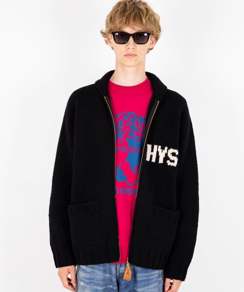 HYSTERIC GLAMOUR（ヒステリックグラマー）の「VIXEN GIRL編込 カウチン（カーディガン/ボレロ・メンズ・ホワイト/ブラック・SMALL/MEDIUM/LARGE）」の7枚目の写真