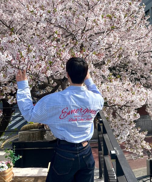 DNSR（ディーエヌエスアール）の「EMC エンブロイドストライプシャツ ブルー（シャツ/ブラウス・メンズ・その他・SMALL/MEDIUM/LARGE）」の14枚目の写真