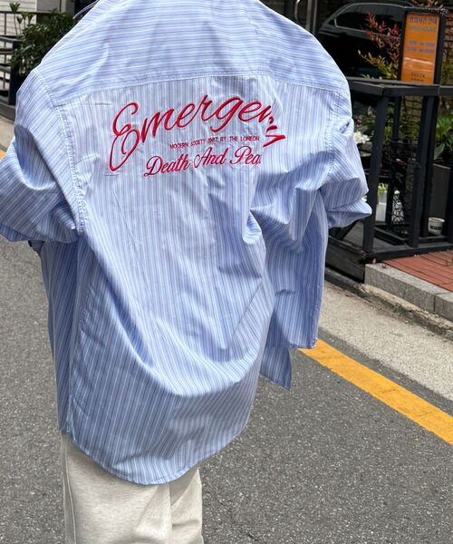 DNSR（ディーエヌエスアール）の「EMC エンブロイドストライプシャツ ブルー（シャツ/ブラウス・メンズ・その他・SMALL/MEDIUM/LARGE）」の6枚目の写真