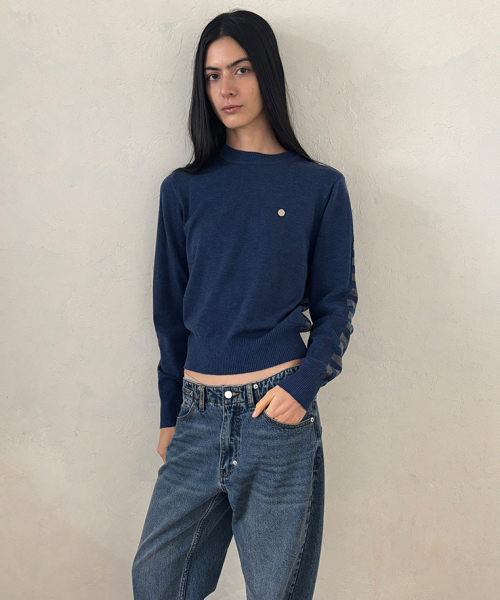PARTIMENTO WOMEN(パルティメントウィメン)の「コントラストストライプニットクルーネック_ネイビー(ニット/セーター・レディース・その他・SMALL/MEDIUM)」の6枚目の写真
