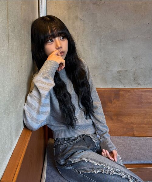 PARTIMENTO WOMEN(パルティメントウィメン)の「コントラストストライプニットクルーネック_ネイビー(ニット/セーター・レディース・その他・SMALL/MEDIUM)」の7枚目の写真