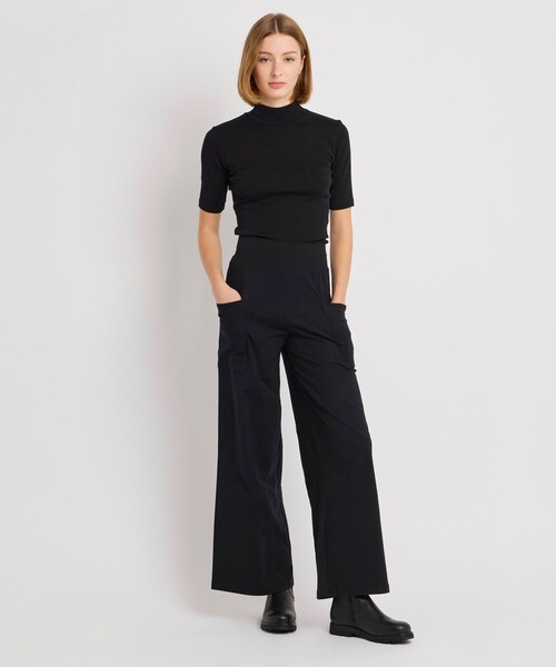 agnes b.（アニエスベー）の「コットン ジャージー ワイドパンツ "New Mathis"（その他パンツ・レディース・ブラック・3/2/1）」の2枚目の写真