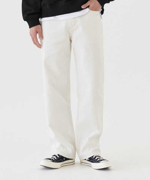 TOFFEE（トフィー）の「GL ワイドデニムパンツ (アイボリー)（デニムパンツ・メンズ・その他・SMALL/MEDIUM/LARGE/X-LARGE/X-SMALL）」の4枚目の写真