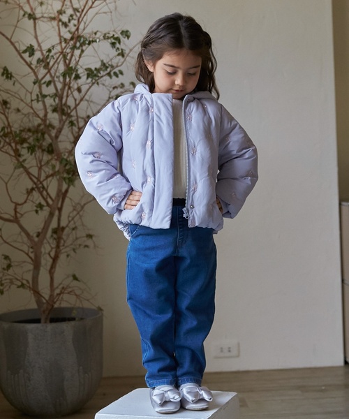 petit main（プティマイン）の「【リンク/洗える】刺しゅう中綿ジャケット（ブルゾン・キッズ・ライトピンク/アイボリー/ブルーグレー・110cm/120cm/130cm/90cm/100cm/80ｃｍ）」の5枚目の写真