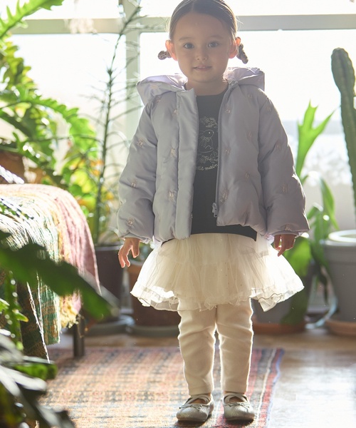 petit main（プティマイン）の「【リンク/洗える】刺しゅう中綿ジャケット（ブルゾン・キッズ・ライトピンク/アイボリー/ブルーグレー・110cm/120cm/130cm/90cm/100cm/80ｃｍ）」の6枚目の写真