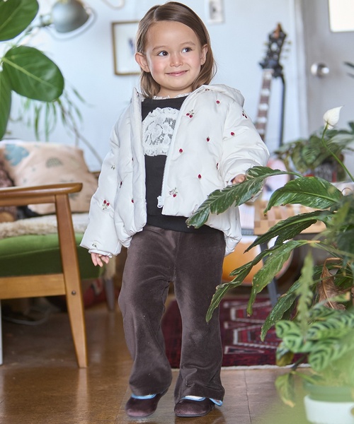 petit main（プティマイン）の「【リンク/洗える】刺しゅう中綿ジャケット（ブルゾン・キッズ・ライトピンク/アイボリー/ブルーグレー・110cm/120cm/130cm/90cm/100cm/80ｃｍ）」の7枚目の写真