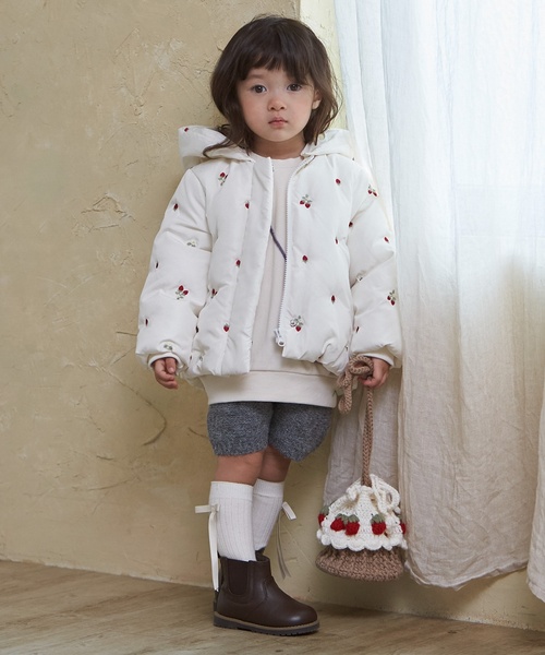 petit main（プティマイン）の「【リンク/洗える】刺しゅう中綿ジャケット（ブルゾン・キッズ・ライトピンク/アイボリー/ブルーグレー・110cm/120cm/130cm/90cm/100cm/80ｃｍ）」の8枚目の写真