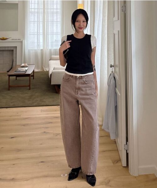 SIYAZU（シヤジュ）の「SIJN6087 アルコカーブドデニム_Vintage brown（デニムパンツ・レディース・ブラウン・LARGE/SMALL/MEDIUM）」の12枚目の写真