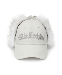 GILAARCHIVE(MA[JCu)FAUX FUR HOTFIX LOGO EARFLAP CAP_GREY(Lbv)