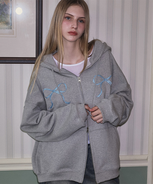 ROSEFRANTZ（ロゼフランツ）の「Sketch Ribbon Hood Zip-up [Gray]（パーカー・レディース・アッシュグレー・FREE）」の2枚目の写真