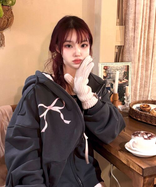 ROSEFRANTZ（ロゼフランツ）の「Sketch Ribbon Hood Zip-up [Gray]（パーカー・レディース・アッシュグレー・FREE）」の4枚目の写真