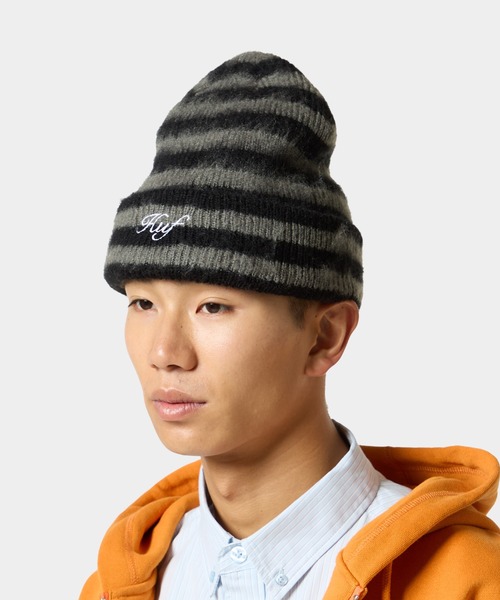 HUF（ハフ）の「THE CROWN SHAGGY BEANIE（ニットキャップ/ビーニー・メンズ・ブラック/ライトブルー・O/S）」の6枚目の写真