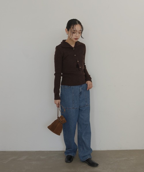 hellam(へラム)の「レイヤード風デザインニットプルオーバー(ニット/セーター・レディース・アイボリー/カーキ/ブラウン/チャコール・FREE)」の20枚目の写真