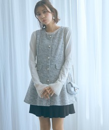 marun（マルン）の「＜大きいサイズ＞ツイード調ジレチュニック marun（その他トップス）」