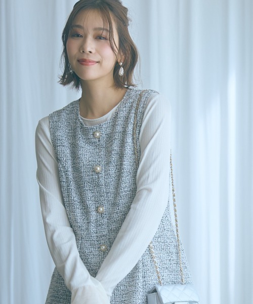 marun（マルン）の「＜大きいサイズ＞ツイード調ジレチュニック marun（その他トップス・レディース・ブラック/ベージュ・L/LL/3L/4L/5L）」の20枚目の写真