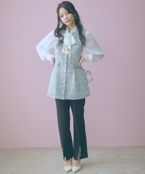 marun（マルン）の「＜大きいサイズ＞ツイード調ジレチュニック marun（その他トップス・レディース・ブラック/ベージュ・L/LL/3L/4L/5L）」の7枚目の写真