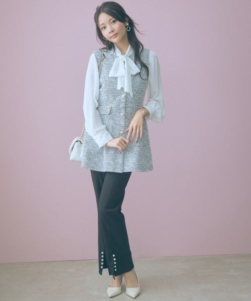 marun（マルン）の「＜大きいサイズ＞ツイード調ジレチュニック marun（その他トップス・レディース・ブラック/ベージュ・L/LL/3L/4L/5L）」の8枚目の写真