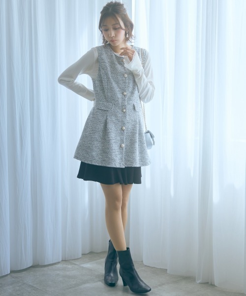 marun（マルン）の「＜大きいサイズ＞ツイード調ジレチュニック marun（その他トップス・レディース・ブラック/ベージュ・L/LL/3L/4L/5L）」の19枚目の写真