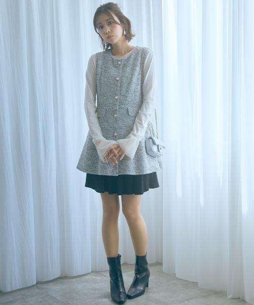 marun（マルン）の「＜大きいサイズ＞ツイード調ジレチュニック marun（その他トップス・レディース・ブラック/ベージュ・L/LL/3L/4L/5L）」の12枚目の写真