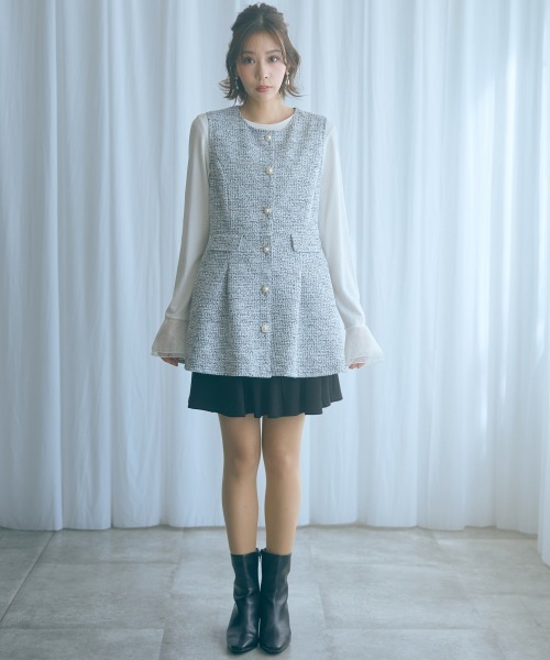 marun（マルン）の「＜大きいサイズ＞ツイード調ジレチュニック marun（その他トップス・レディース・ブラック/ベージュ・L/LL/3L/4L/5L）」の13枚目の写真