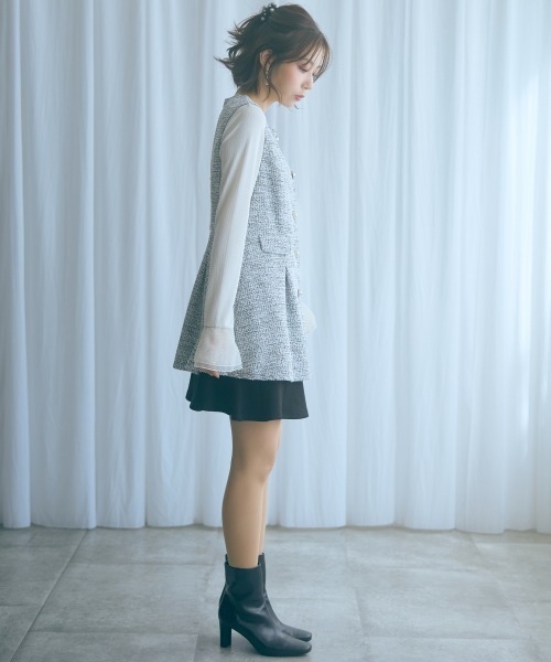 marun（マルン）の「＜大きいサイズ＞ツイード調ジレチュニック marun（その他トップス・レディース・ブラック/ベージュ・L/LL/3L/4L/5L）」の14枚目の写真