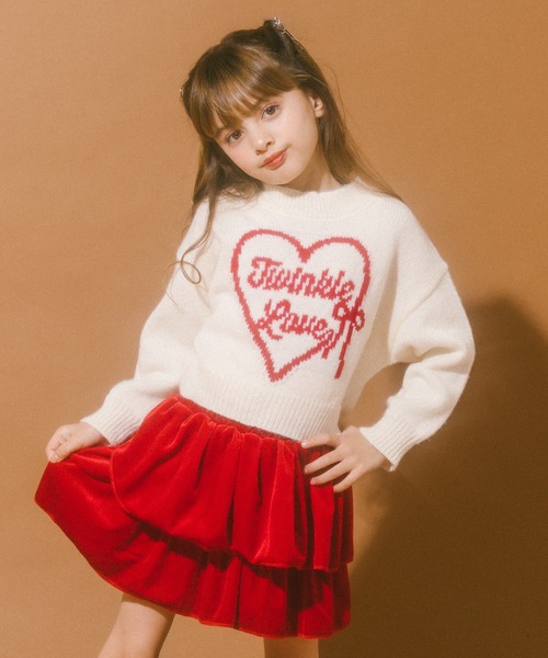 軽量なのに暖かい''かるポカ''素材】ハートラッピングリボンニット
