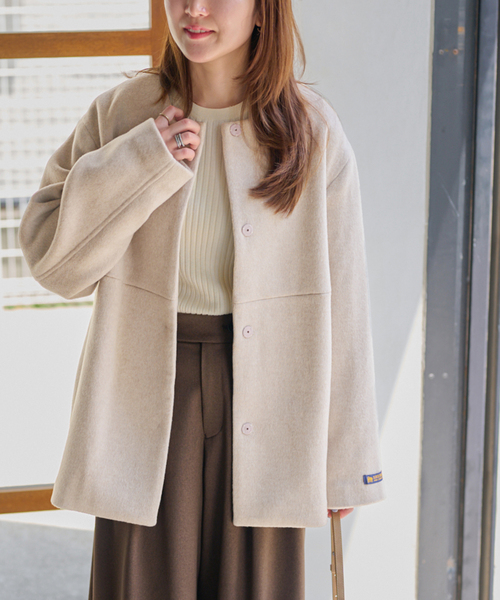 追加2》スーパーファインビーバークルーネックコート（その他アウター