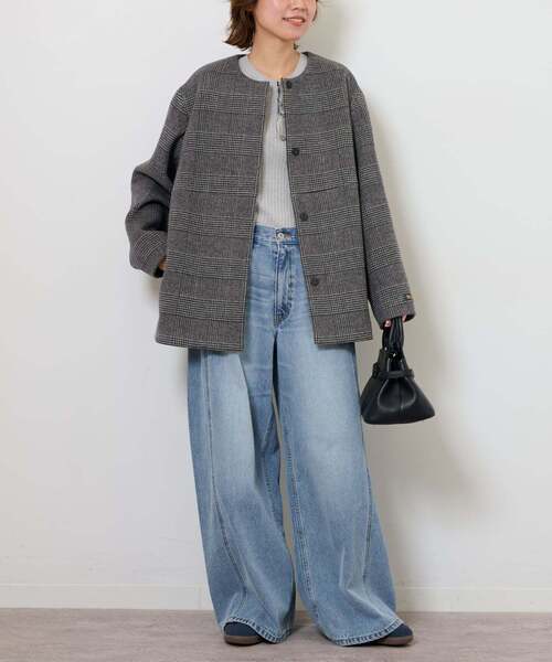 JOURNAL STANDARD relume（ジャーナルスタンダード　レリューム）の「《追加2》スーパーファインビーバークルーネックコート（その他アウター・レディース・ベージュ/ブラック/ブラック系その他/ブルー・36/38）」の10枚目の写真