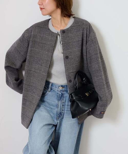 JOURNAL STANDARD relume（ジャーナルスタンダード　レリューム）の「《追加2》スーパーファインビーバークルーネックコート（その他アウター・レディース・ベージュ/ブラック/ブラック系その他/ブルー・36/38）」の13枚目の写真